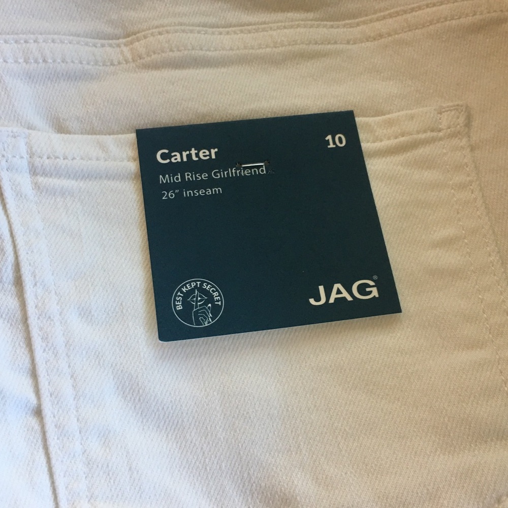 NWT JAG Carter Mid Rise Girlfriend Jeans White 12 - Picture 10 of 16